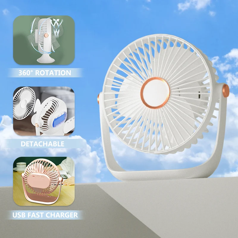 Home Hot Selling USB Rechargeable 1200 HP Home Kitchen Degreasing Electric Portable Mini Rotary Floor Fan
