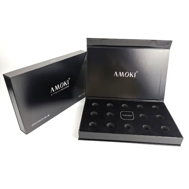Custom Logo Empty Luxury black Printing Cardboard Gift Packaging Essential Oil Set Box For Essential Oils