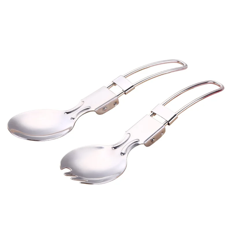 Outdoor foldable stainless steel fork and spoon set