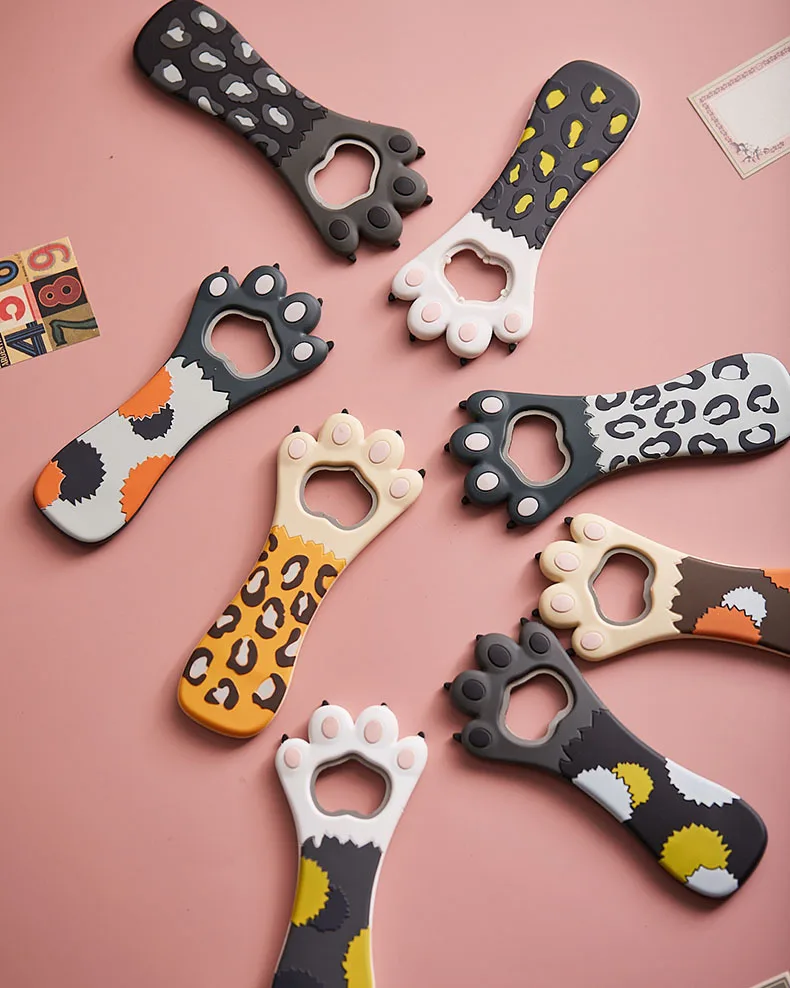 Cute Cat Paw Bottle Opener Magnet,Refrigerator Magnet Silicone Metal Bottle Opener for Beer Coke Bartender Kitchen Barware Metal