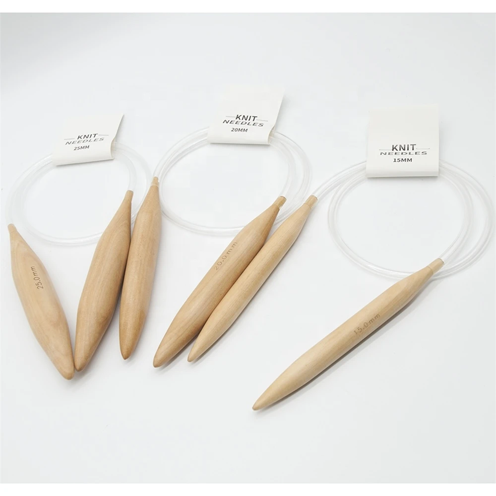 Plastic Tube Jumbo Wooden Circular Knitting Needles 20mm