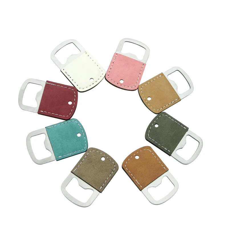 Blank Sublimation Pu Leather Stainless Steel Bottle Opener for custom printing