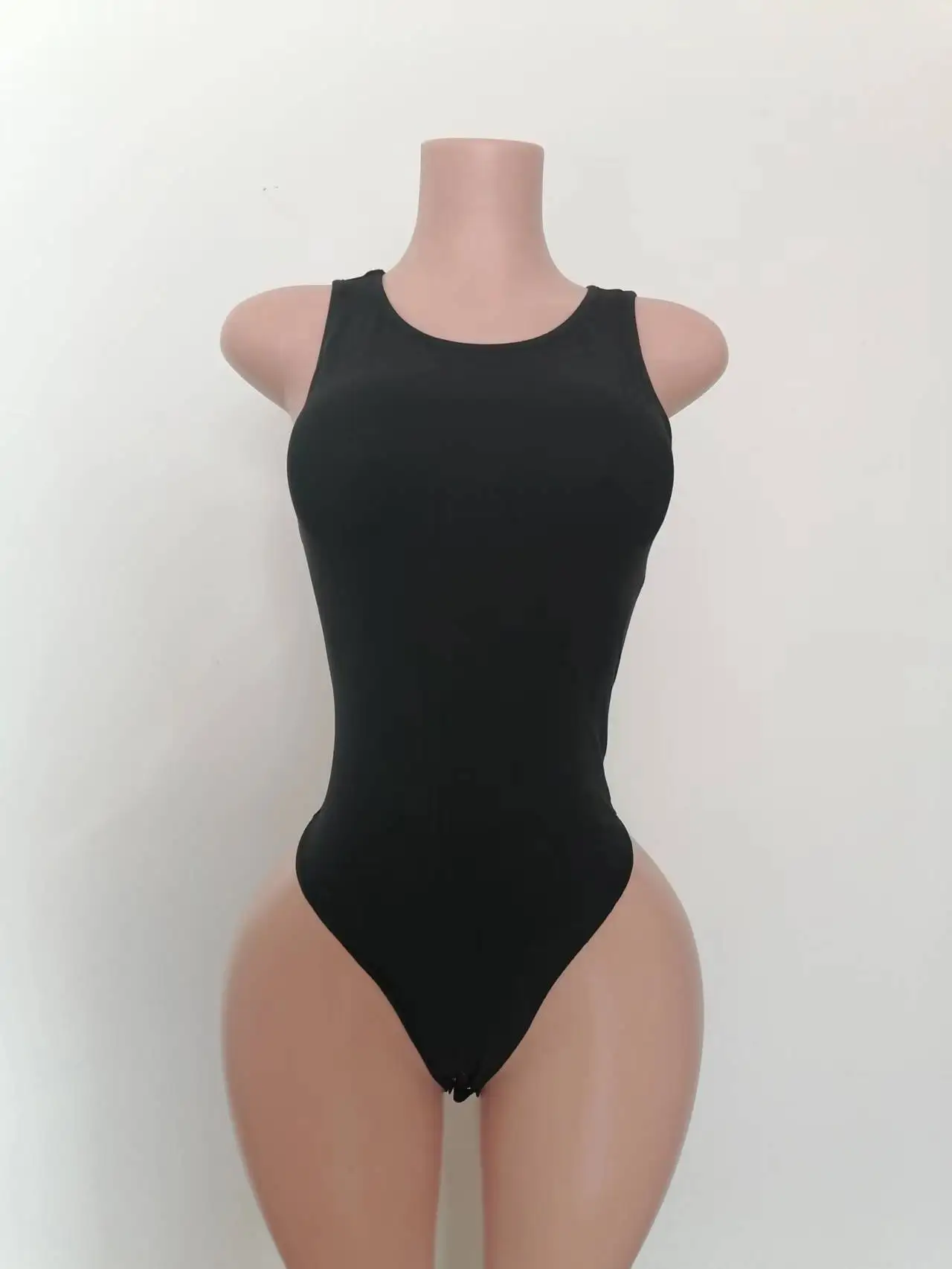 Custom Color Women One Piece Bodycon Ribbed Cotton Jumpsuits Long Sleeve Scoop Neck Shapewear Skims Bodysuit