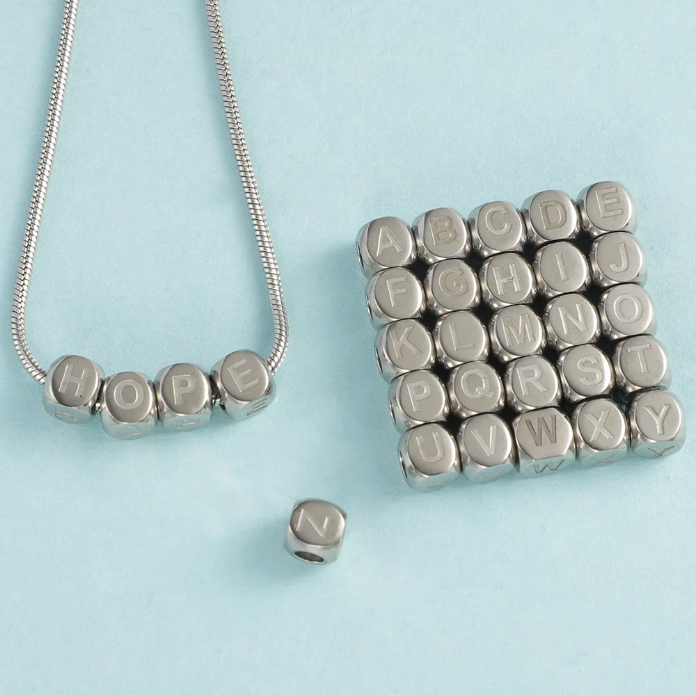 Подвеска-Шарм с Четырехсторонней гравировкой в виде Куба-буквы | Розовое золото 18 карат из PVD и других Ожерелье браслет для изготовления украшений