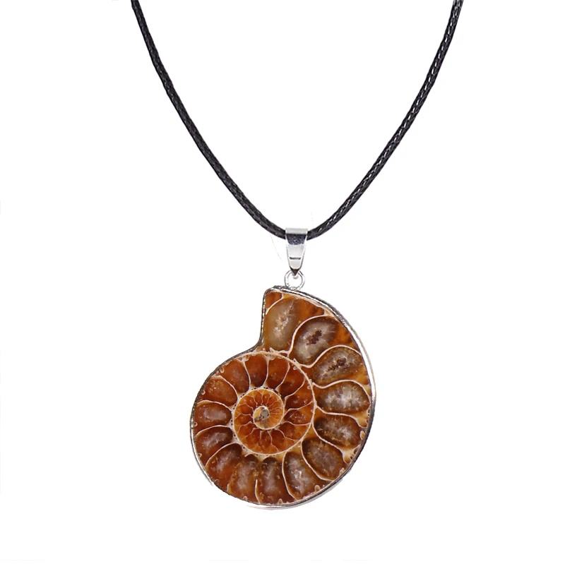 Wholesale Natural Conch Ammonite Silver Wrapped Pendant Natural Stone Pendant For Jewelry Making Hot Sale Christmas Gift