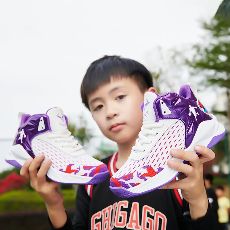 Детская Баскетбольная обувь, новые кроссовки для мальчиков, сетчатая дышащая Молодежная Спортивная обувь для тренировок и бега