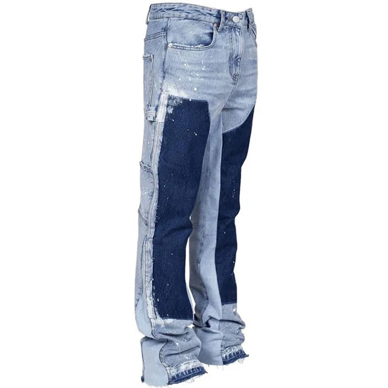 OEM Factory Vintage Slim Fit Ripped Bell Bottom Jeans Flared Pants Men
