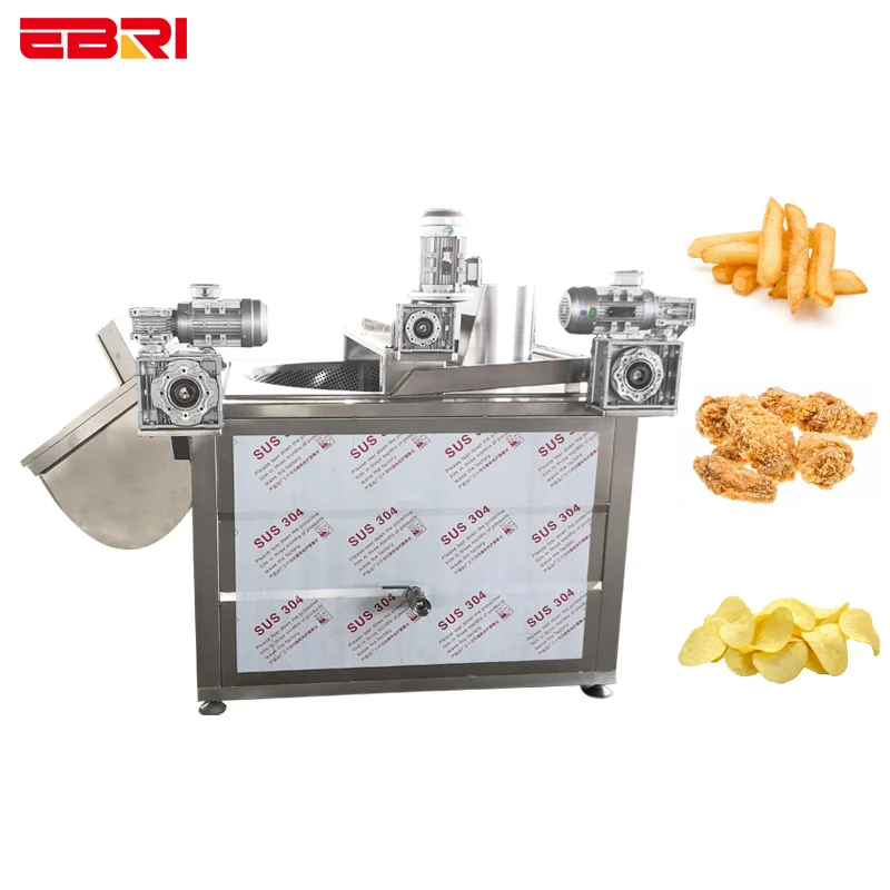 Industrial Snacks Foods Automatic Stir Frying Machine Banana Plantain Chips Peanut Fried Onion Machine Batch Fryer