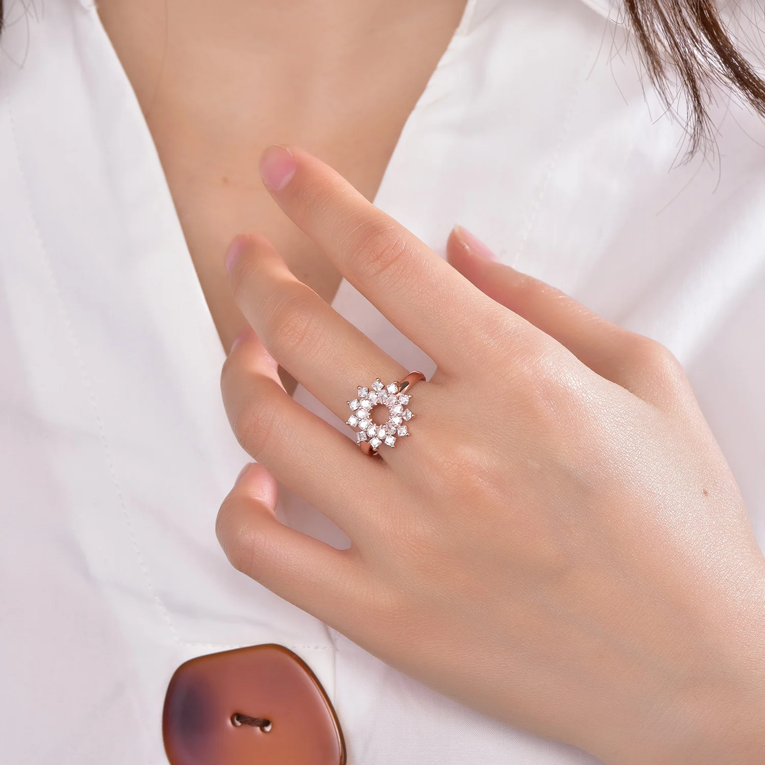 zircon ring rose gold bands woman jewelry sterling silver rose gold plated rings rose gold silver rings