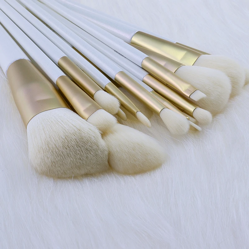 Beauty unique synthetic white high quality luxury private label vegan wholesale custom logo makeup brushes with bag