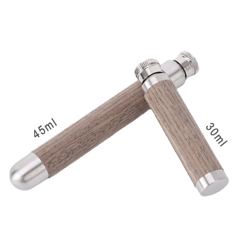 Laser engraved personalized flasks portable outdoor bamboo wooden flask polished stainless steel wine tube cigar tube bottle