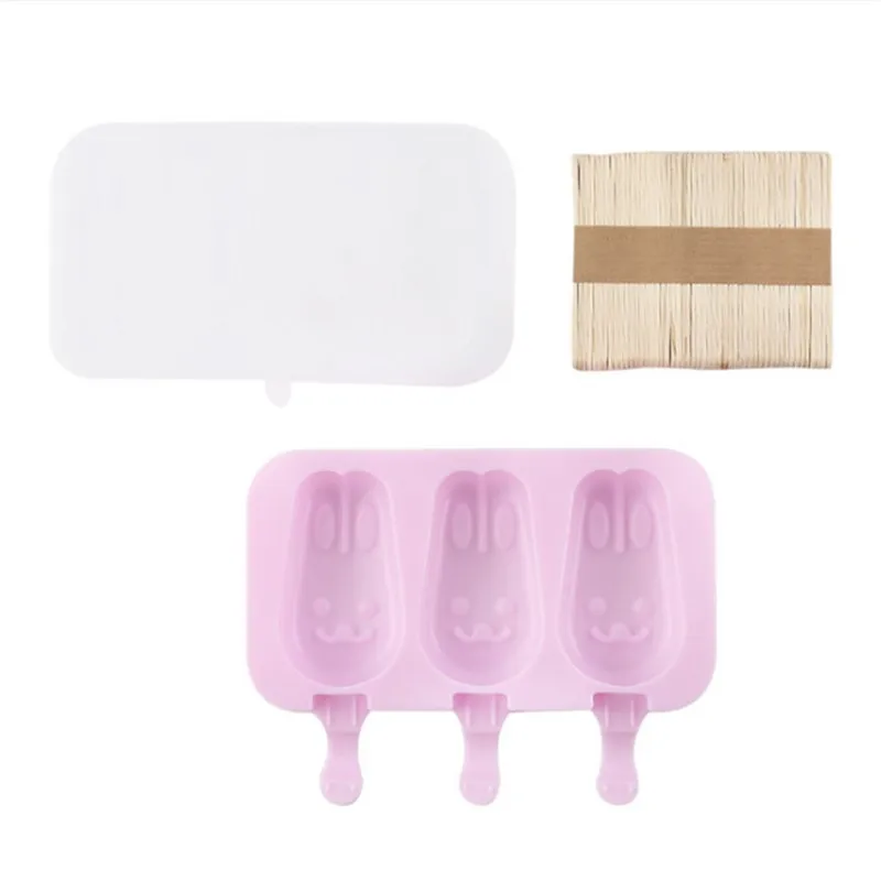 Purple Rabbit Ice Cream Silicone Molds Diy Cute Cartoon Purple Popsicle Mold For Paw Snowman Cake Pop Moulds Ice