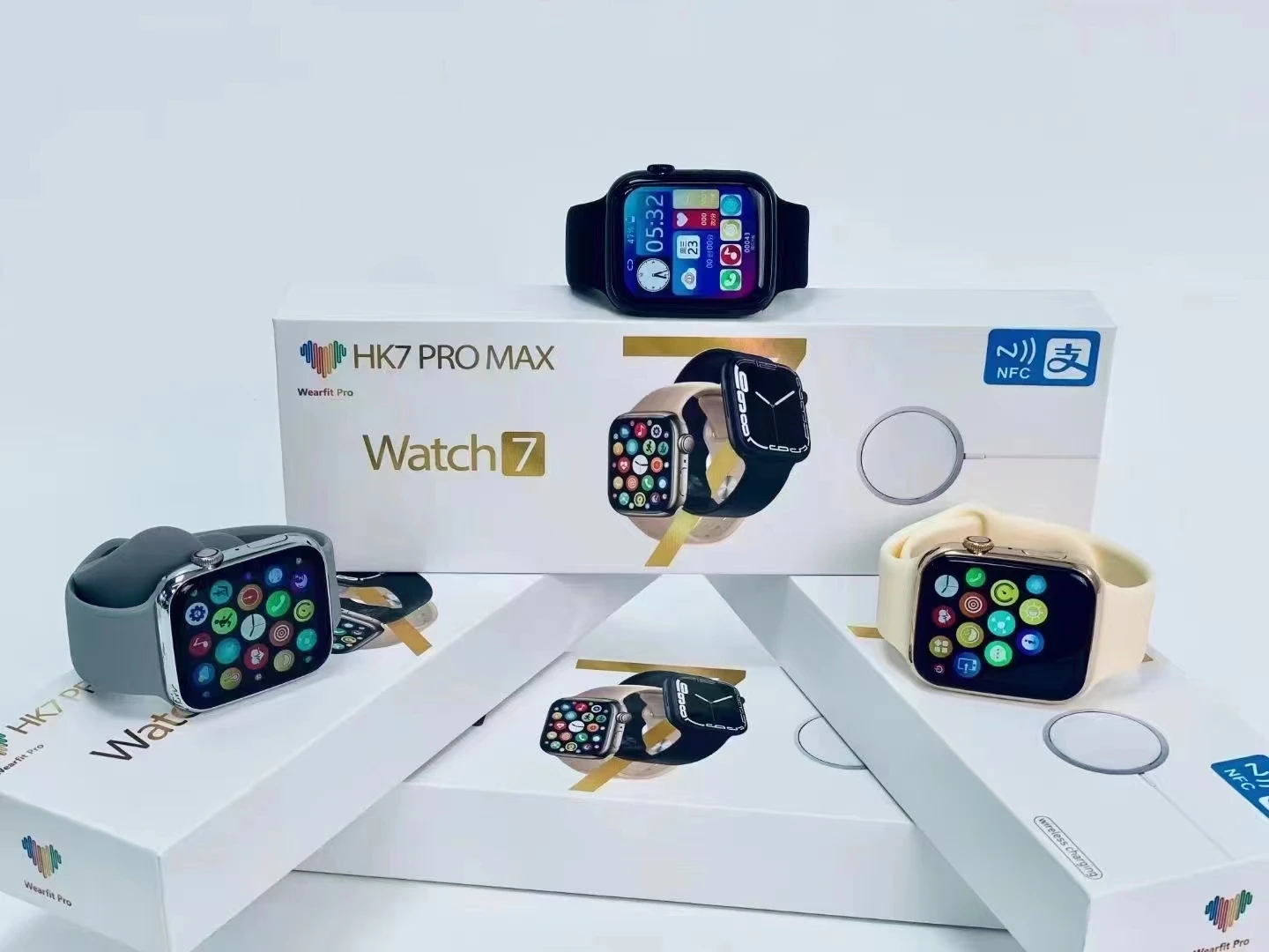 2022 HK7 PRO MAX smart watch payment NFC Music health monitor waterproof GPS smartwatch PK M7 max DT No1 HW7 max IWO8 S7 i7pro+