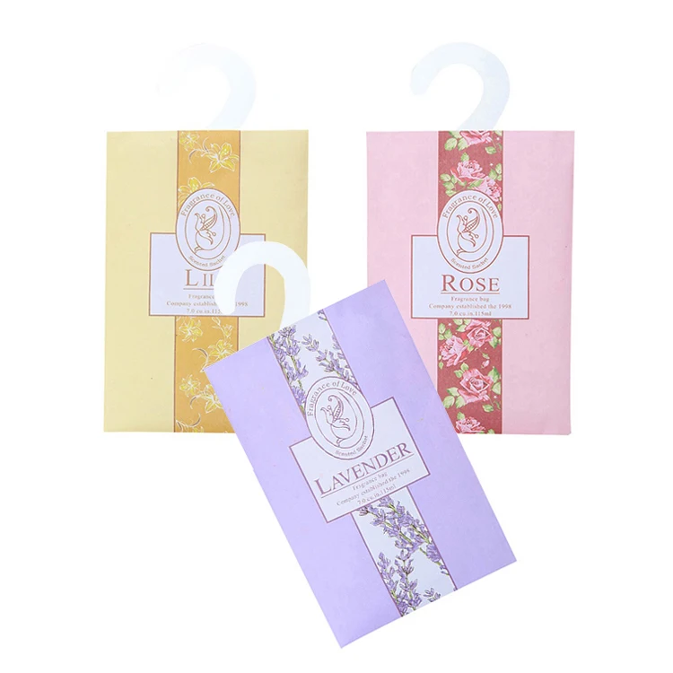 Wholesale Non-toxic Closet Hanging Perfume Sachet Long Lasting Cheap Price Scented Wardrobe Hook Sachets