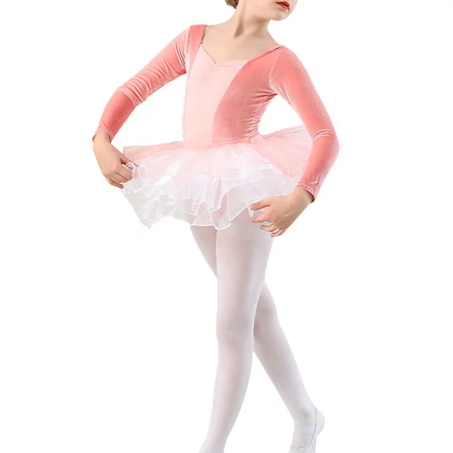 Long Sleeves Red Ballet leotards with White Skirt for Children Rhythmic Gymnastics Leotard Kids Competition Gymnastic leotards