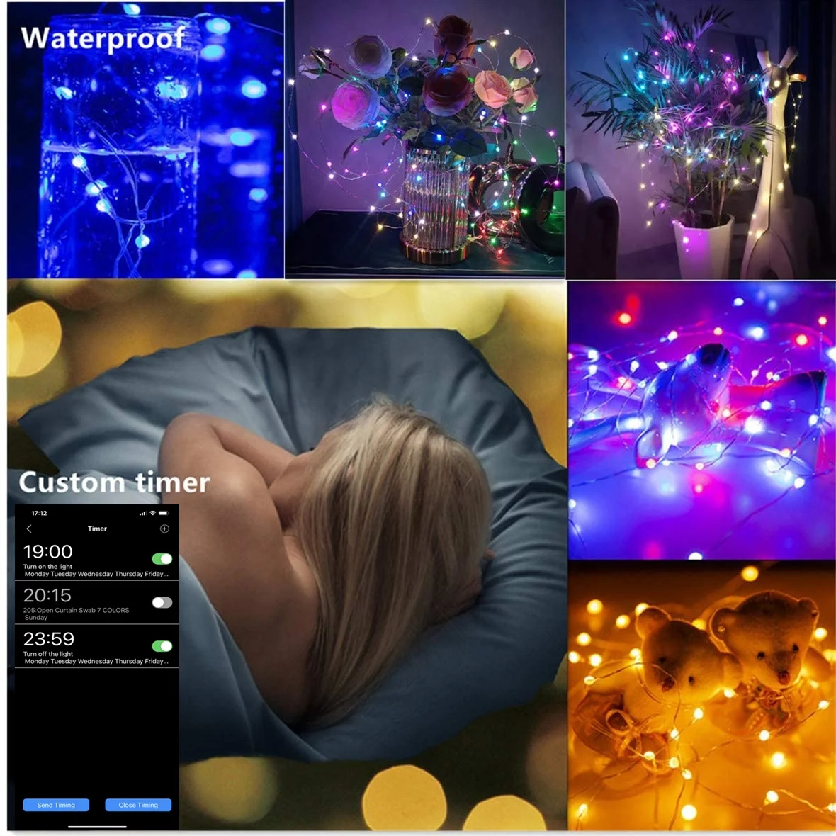 HOT SALE Color Changing Garland  RGB LED String Lights for Outdoor Wedding Party Christmas  with Smart APP Control