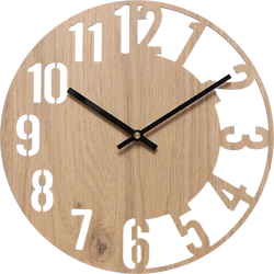MDF Wall Clocks Wooden Decorative Wall Hanging Quartz Battery Operated Round Wall Clock