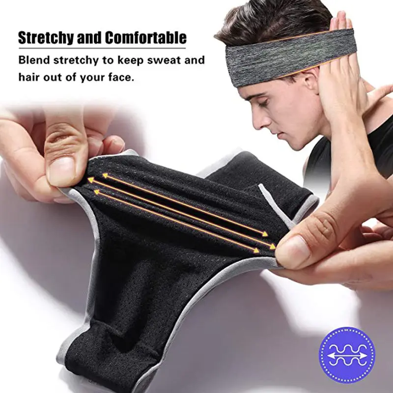 Amazon Breathable And Sweat-wicking Customized Logo Fitness Head Band Men Gym Running Sport Headband For Unisex
