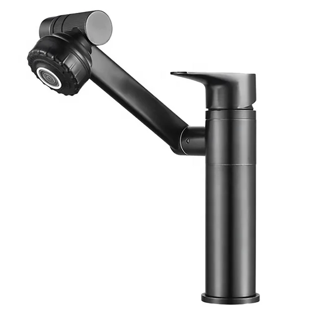Swivel Bathroom Sink Faucet Mixer Deck Mounted Splash Proof Water Tap Black Fortune Cat Washing Face Basin Faucet
