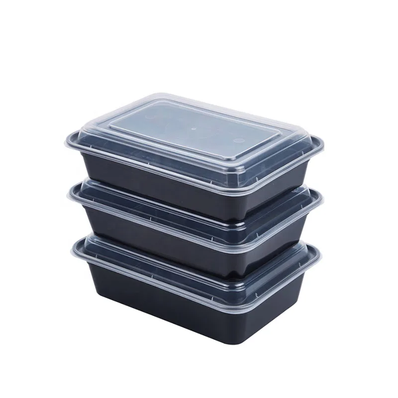 Disposable 1 2 3 Compartments Clear Black Plastic PP Lunch Box Food Container Microwave Frozen Meat Tray With Lid