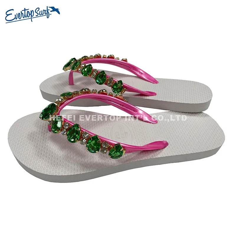 Solid Color Flip Flops for Women Diamante Sparkle Beach Sandals Customized Beaded Embellishments diamond flip-flops slippers