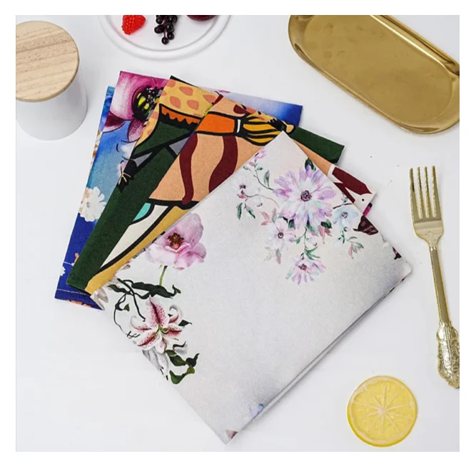 Wholesale High quality 100% cotton linen fabric tea towel with customized design