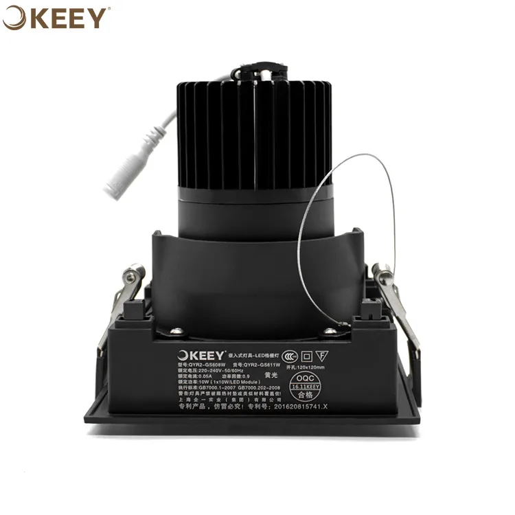 
2020 Keey new arrival led grille panel light black led grille lamp 10w square led grille downlight indoor GS611 