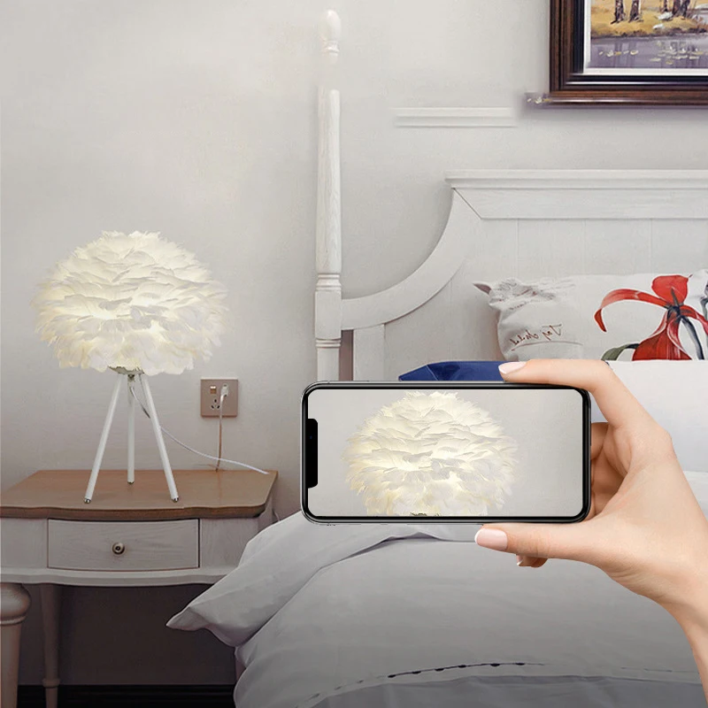 Home Decor Living Room Bedroom Chandelier Lamp Modern Natural Ostrich Led Floor Lamp