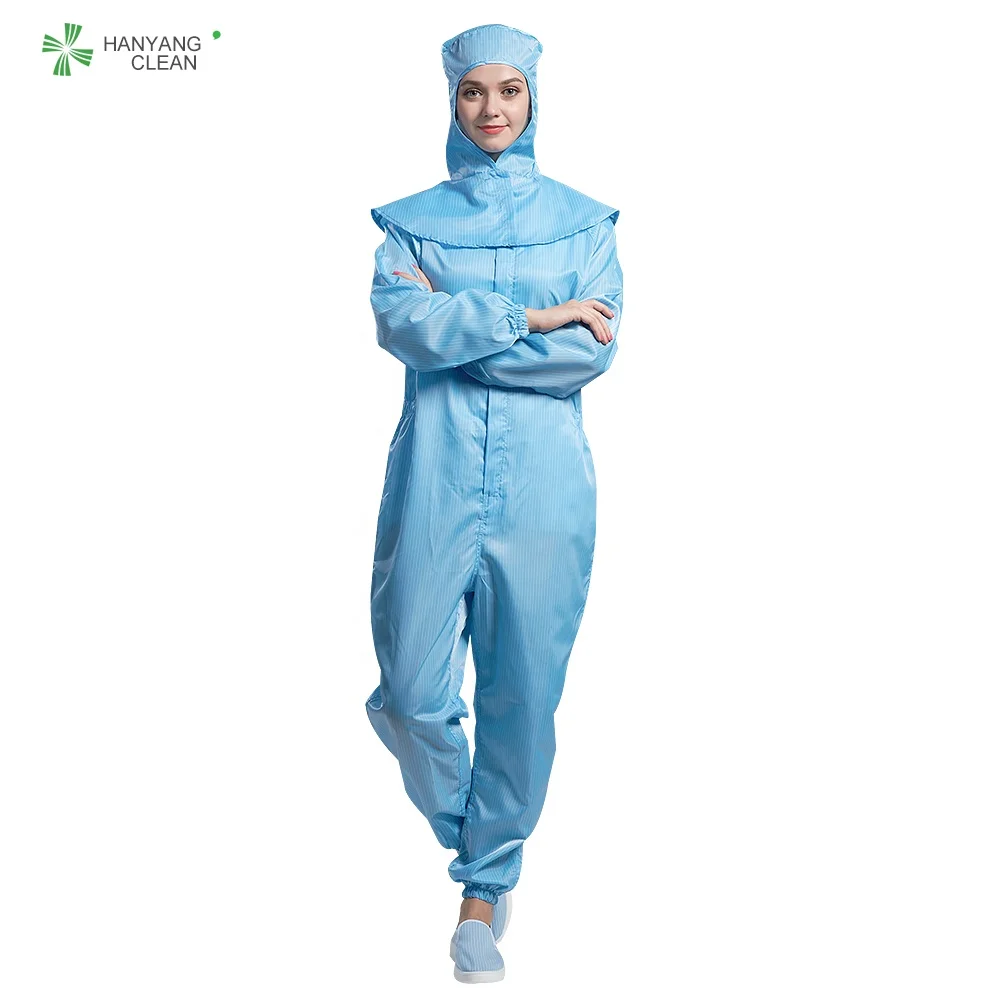 H-1108 Cleanroom esd overalls antistatic work clothes with Caps