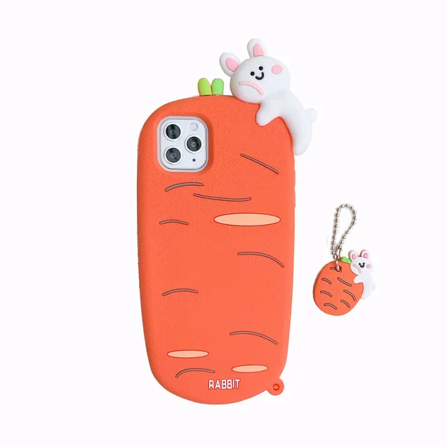 korea style ins hot sell radish cartoon pvc silicone mobile phone case for iphone 12 pro  samsung vivo oppo mi