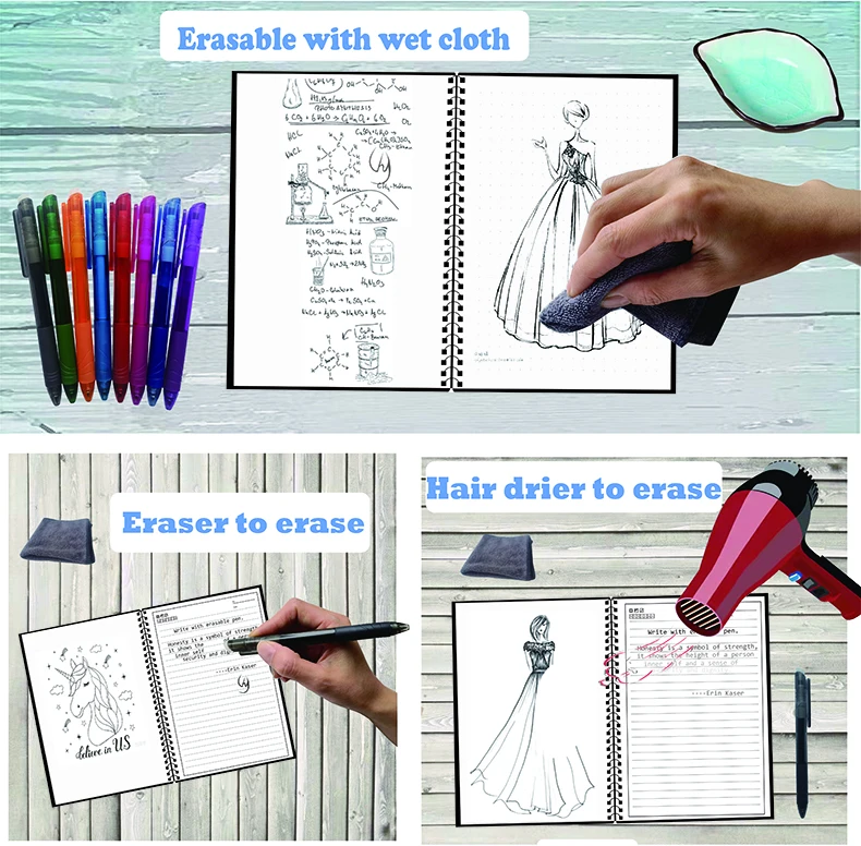 Ready to ship Black Cover Like Rocketbook Stone Paper Erasable Notebook