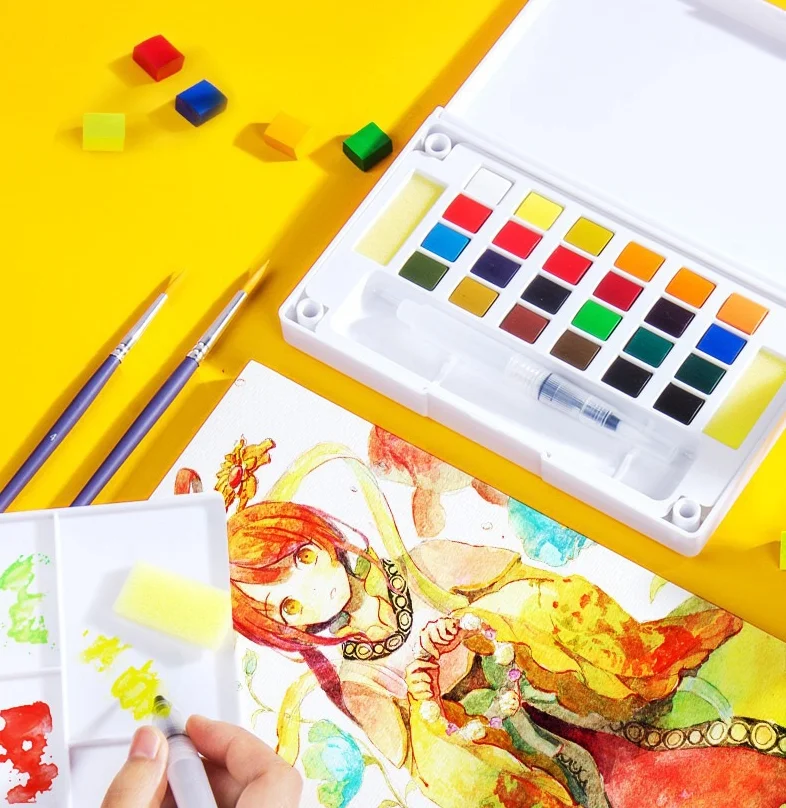 48/ 36 solid Watercolor Pan Set Portable Travel Water Color Paint Set