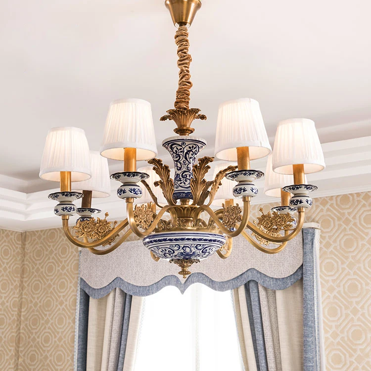 Large Bedroom Modern Blue And White Pendant Lights Living room hotel luxury ceramic chandelier