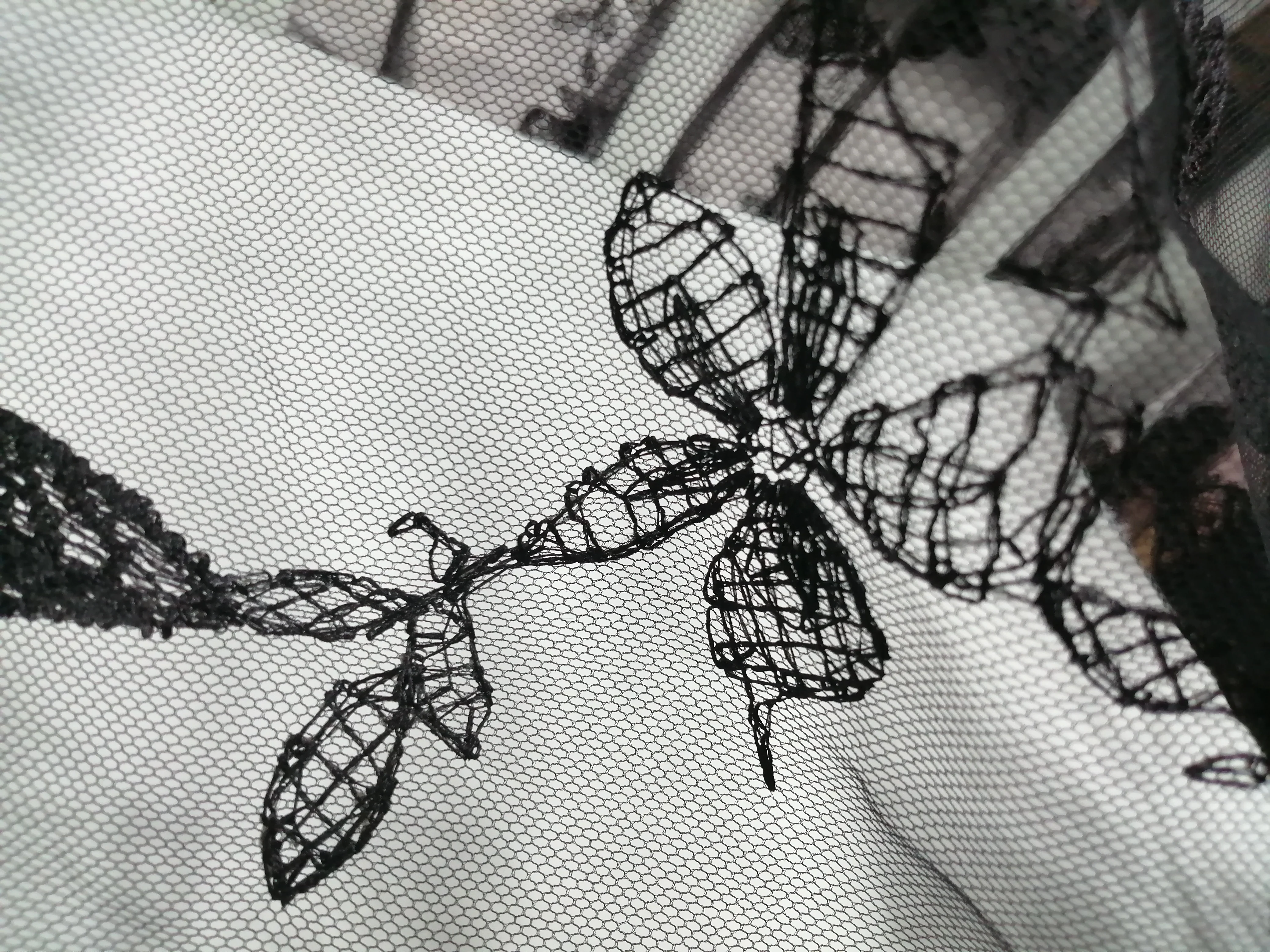 Black Beautiful Jacquard 3D Butterfly Hollow Garment Accessories Halter Dress Fashion Wedding Soft Lace Fabric for Skirt