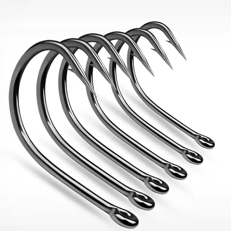 100pcs/bag 1# 2# 4# 8# High Carbon Steel Single Hook Black Nickel Hooks With Barb fishing accessories