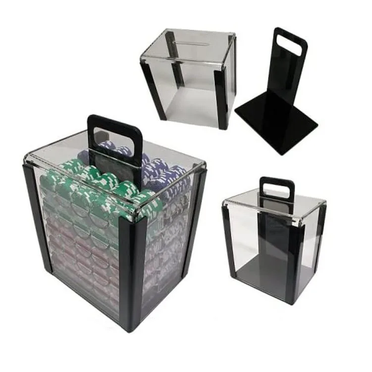 custom logo clear acrylic and aluminum  poker chip case with chip tray for  600/1000chips