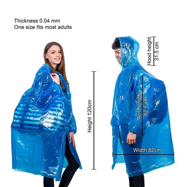 
Bio material LDPE hooded raincoat 
