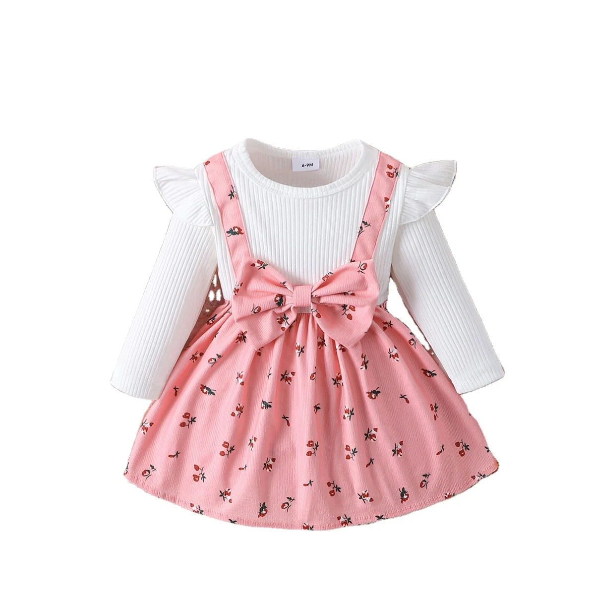 2024 Newest Spring and Autumn Princess Dress Crew-neck Flying Sleeve Print Patchwork With Headband Baby Girl Fashion Dress