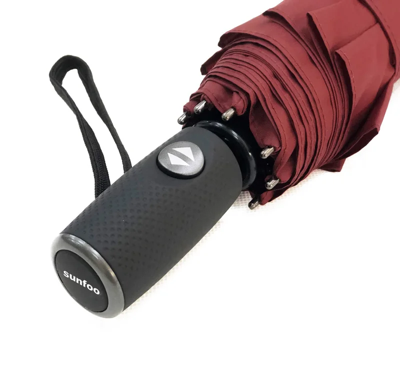 Custom Logo Automatic Open 9ribs Compact Travel Rain Fold Umbrella