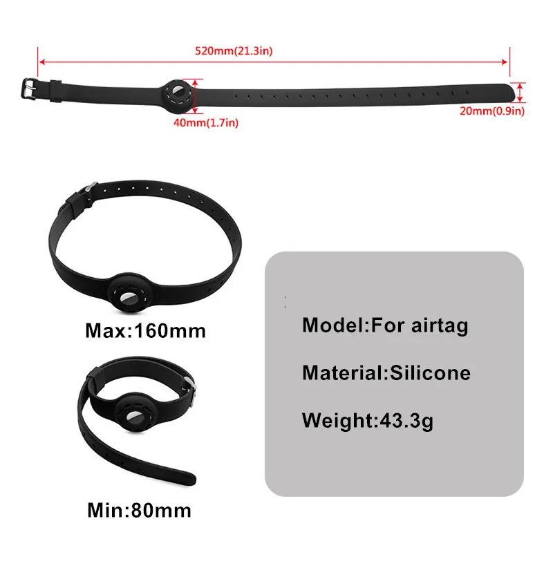 Silicone Pet Collars Dog and Cat Anti Lost Neck Strap for Apple AirTag Band Location Tracker Retainer Cover Protector