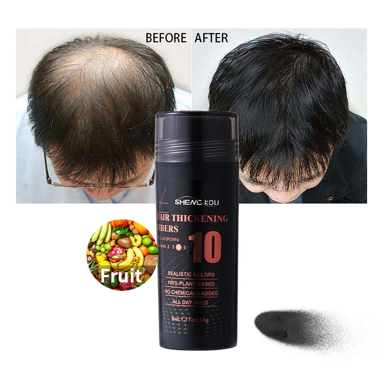 Custom logo thickening hair fiber 100% plant-based hair keratin fiber brown black hair fiber for men
