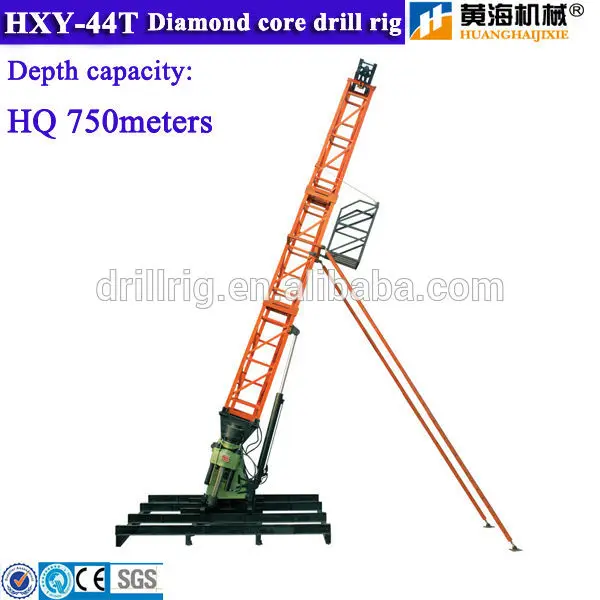 Wells Wireline diamond core drilling rig HXY-44T integrated main machine with drill tower mast derick 1000m  capacity diesel