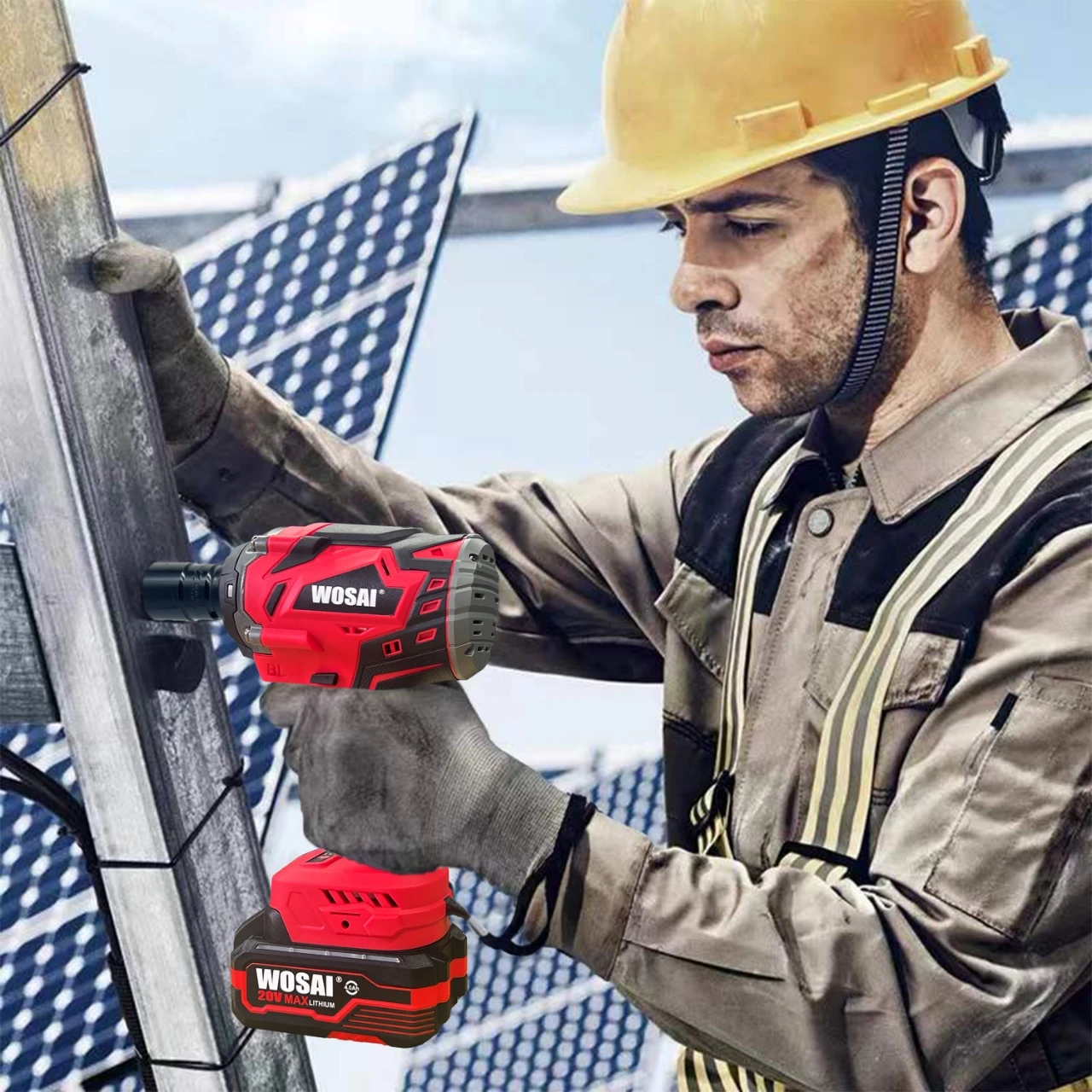 WOSAI Fast Charger Power Cordless Impact Wrench 1/2 Max Torque 850 Power Impact Wrenches With Li-Ion Battery