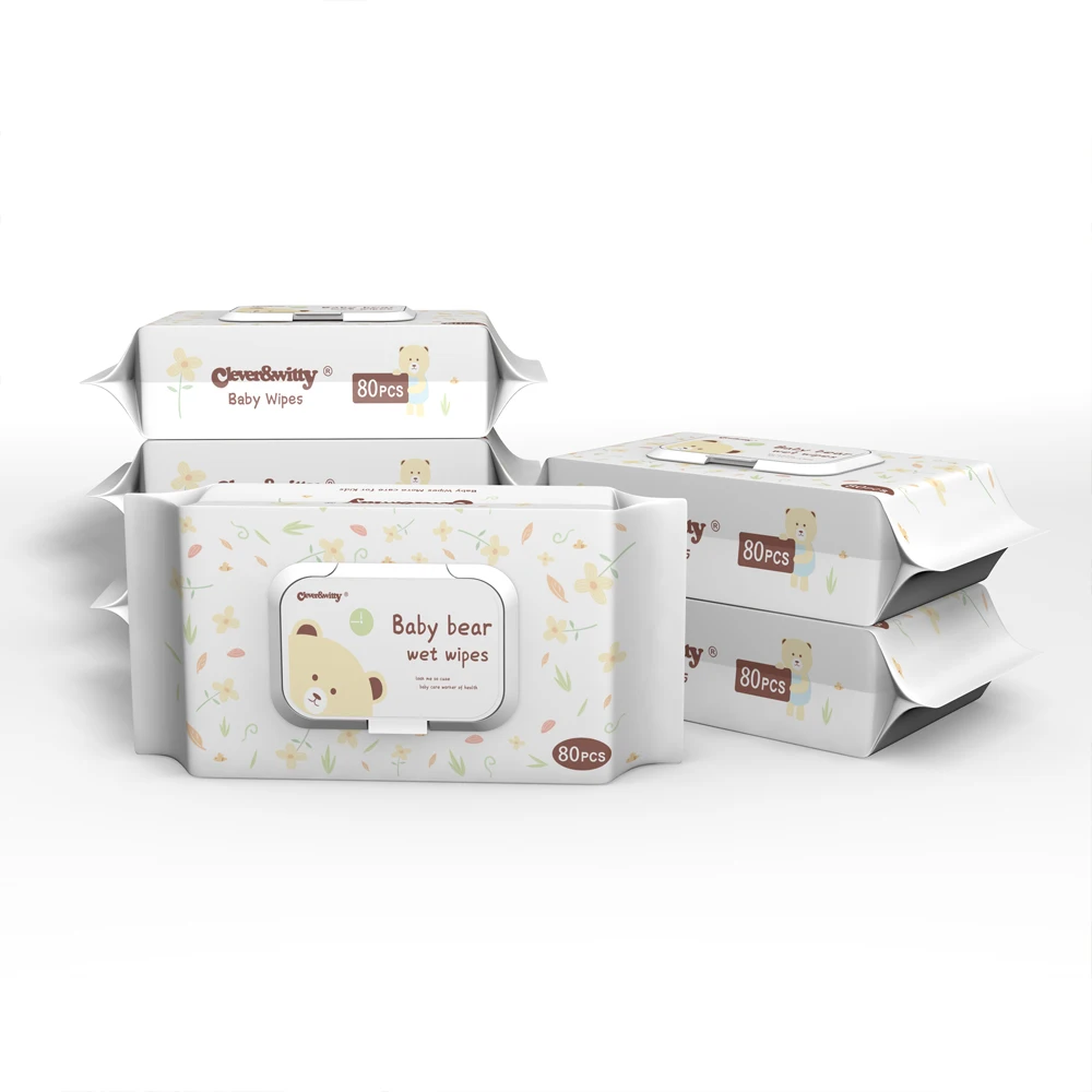 100% bamboo organic bamboo fiber small packing water wipes wet paper napkin flip-top packs baby wipes