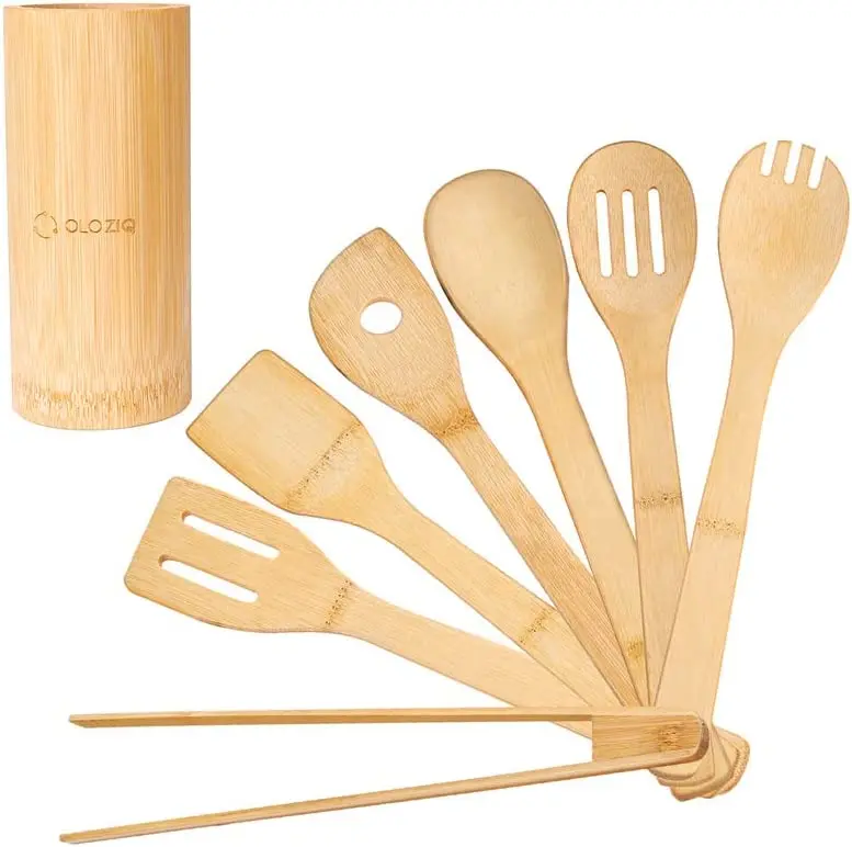 ROYAL Wholesale Bamboo Wood Kitchen Utensil Set For Cooking Have 7Pcs