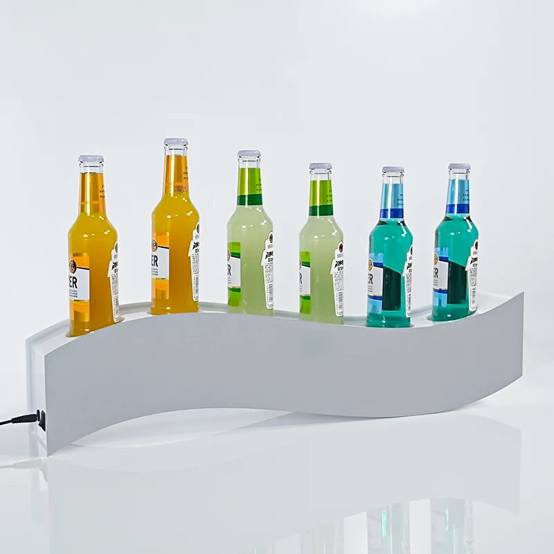 Wholesale Custom New Arrival Acrylic Wine Display Stand Liquor Cabinets Acrylic Bottle LED Lighted for Bar Pub Shelves
