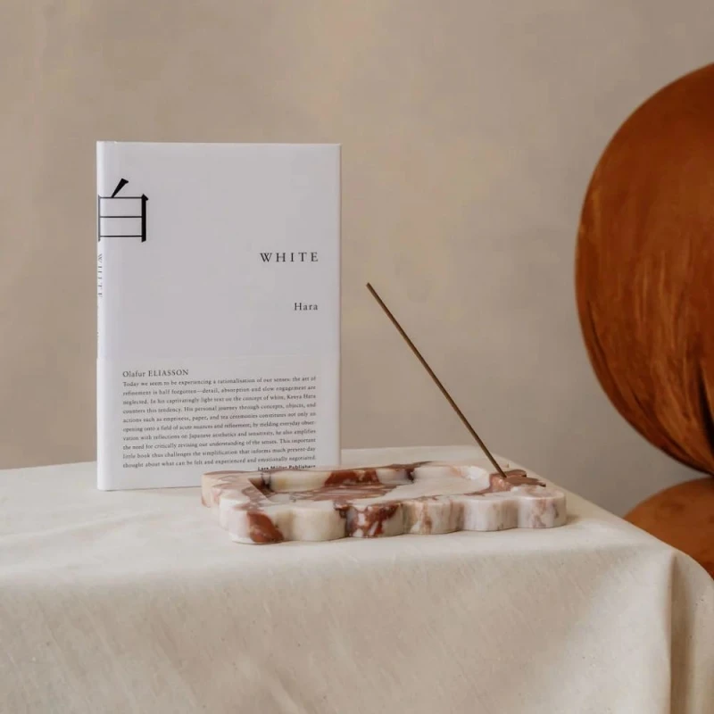 stonekocc Customized Luxury Calacatta Viola Purple Rosso Alicante Marble Aroma Tray Stone Incense Insert Holder Home Decoration