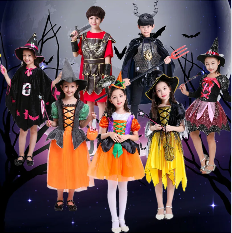 Halloween Princess Dress Hot Sale Pretty Witch Cosplay Costume Halloween Kid Little Witches Pumpkin Fairy Fancy Dress Costumes