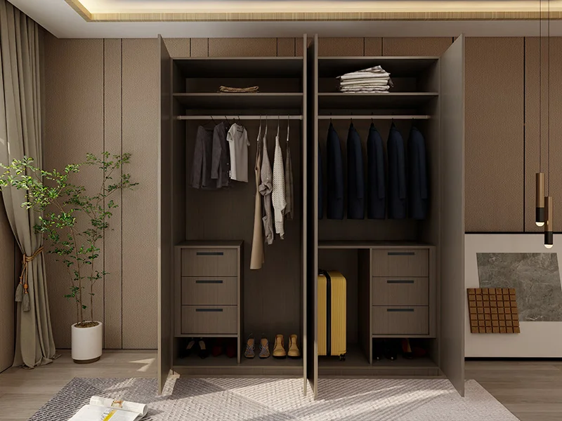 Hored Home Bedroom Furniture Simple Streamlined Design Aluminum 4 Doors Wardrobe