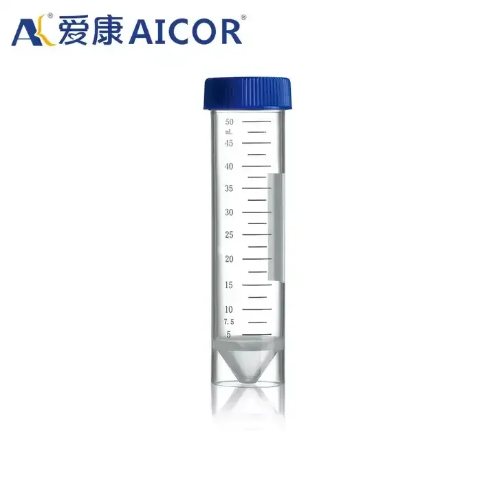 High Quality Sterile 50ML Conical Bottom Self-standing PP Plastic Test Centrifuge Tube 50 pcs/bag for Lab Use